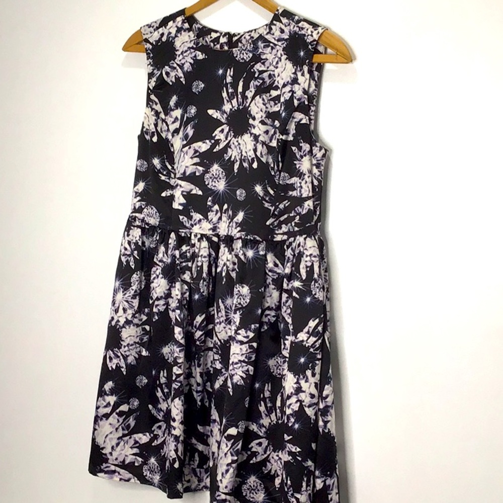 JOE FRESH Sleeveless Floral Black purple White Dress womens Size 8